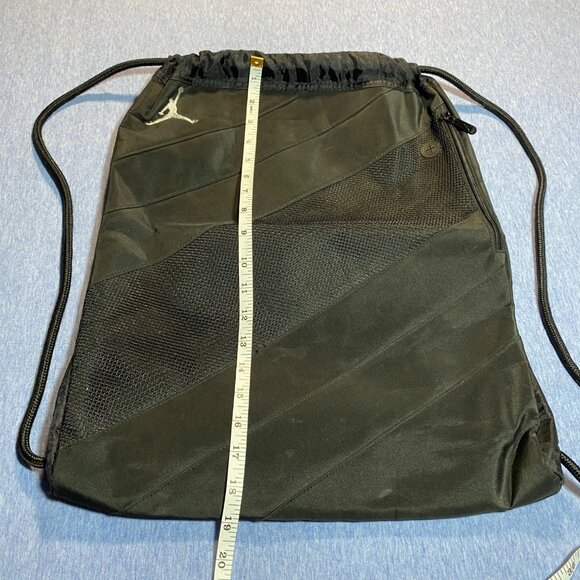 Jordan Drawstring Backpack With Zip Pocket & Mesh Panels - Black - Picture 1 of 6
